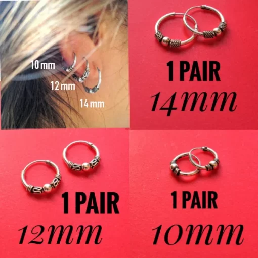 PACK 3 AROS BALI NUSAS 10-12-14MM:.AROS BALI NUSAS 3 Pares: 2pcs de 10mm, 2pcs de 12mm y 2pcs de 14mm