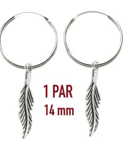 Las joyas de plata como los pendientes pluma SATYAN de 14mm puedes comprar 1 par de pendientes