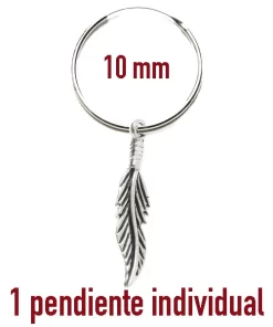 Pendiente individual de pluma de plata IlAH de10mm