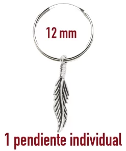 Pendiente individual de pluma de plata LATIKA de12mm