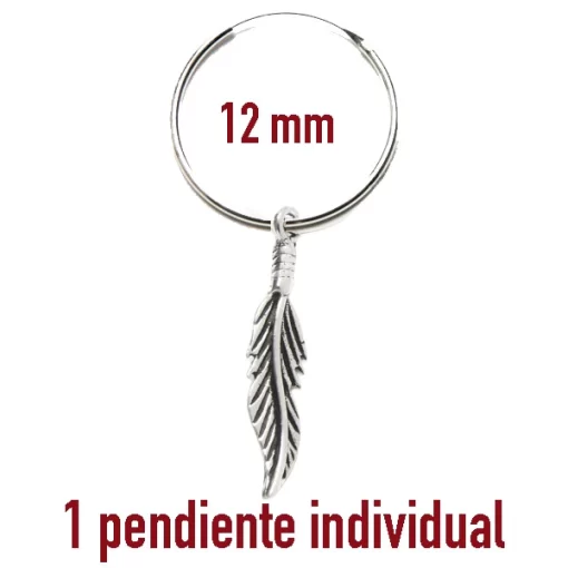 Pendiente individual de pluma de plata LATIKA de12mm