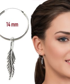 Pendientes de pluma de plata SATYAN de 14mm. En nuestra tienda online puedes comprar los pendientes de pluma de plata SATYAN. de 14mm, el par o el pendiente individual.